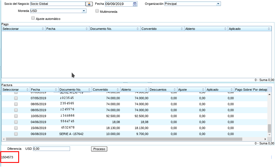 Número de la Asignación de Pagos