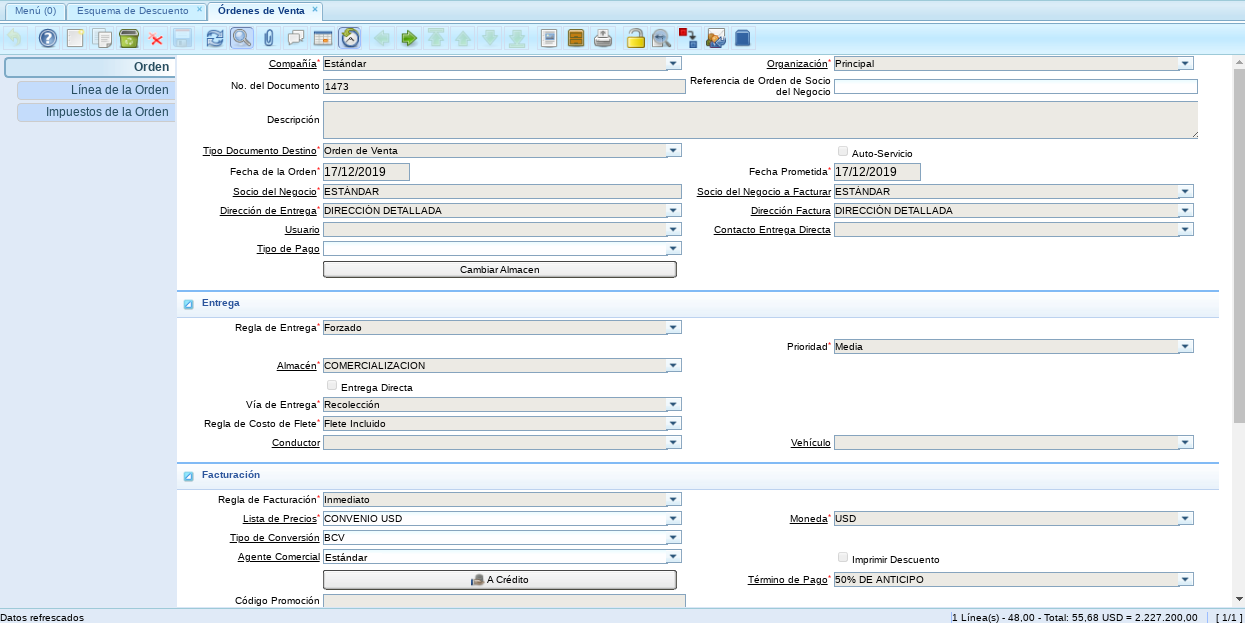 Orden de Venta en Dólares