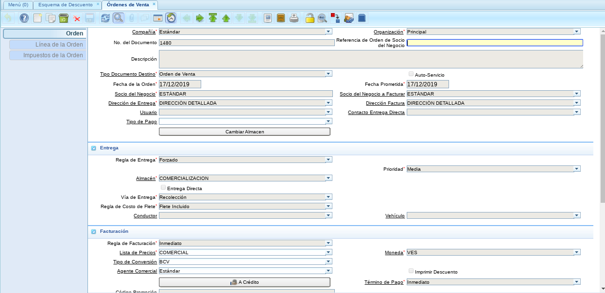 Orden de Venta en Bolívares