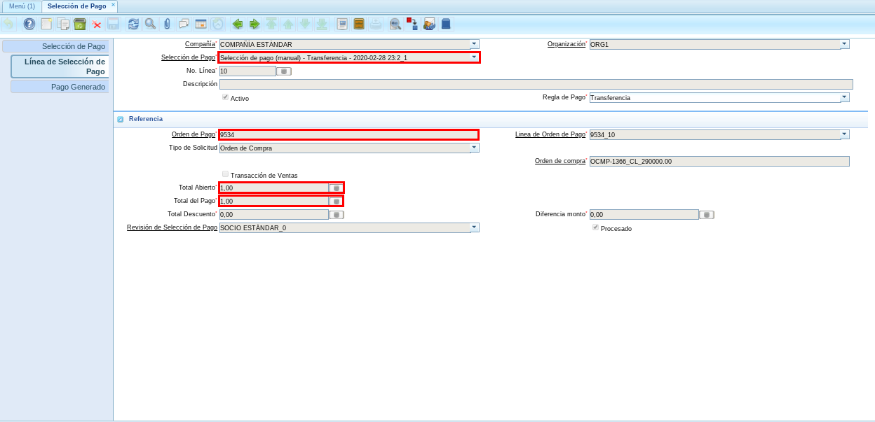 Línea de Selección de Pago