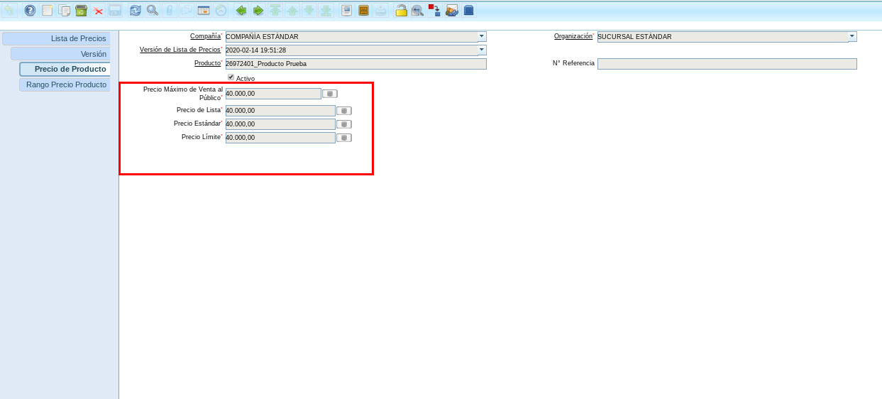 Precio del Producto con Recalcular Destildado 3
