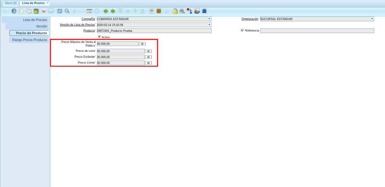 Precio del Producto 2