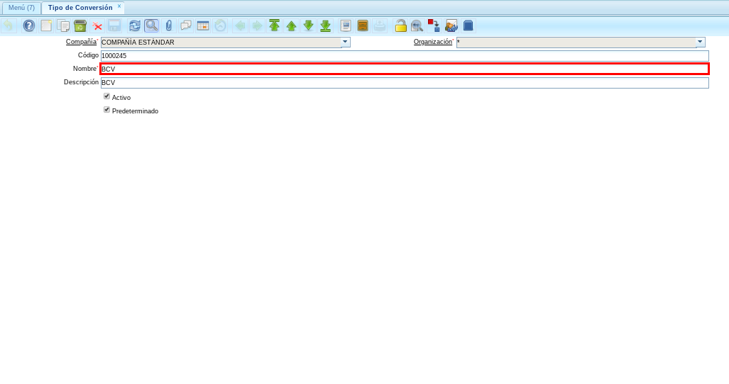 Ventana Tipo de Conversión 1