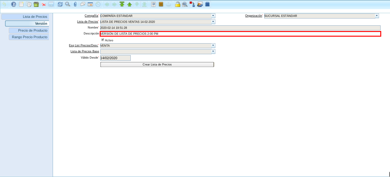 Versión de Lista de Precio con Recalcular Destildado 3