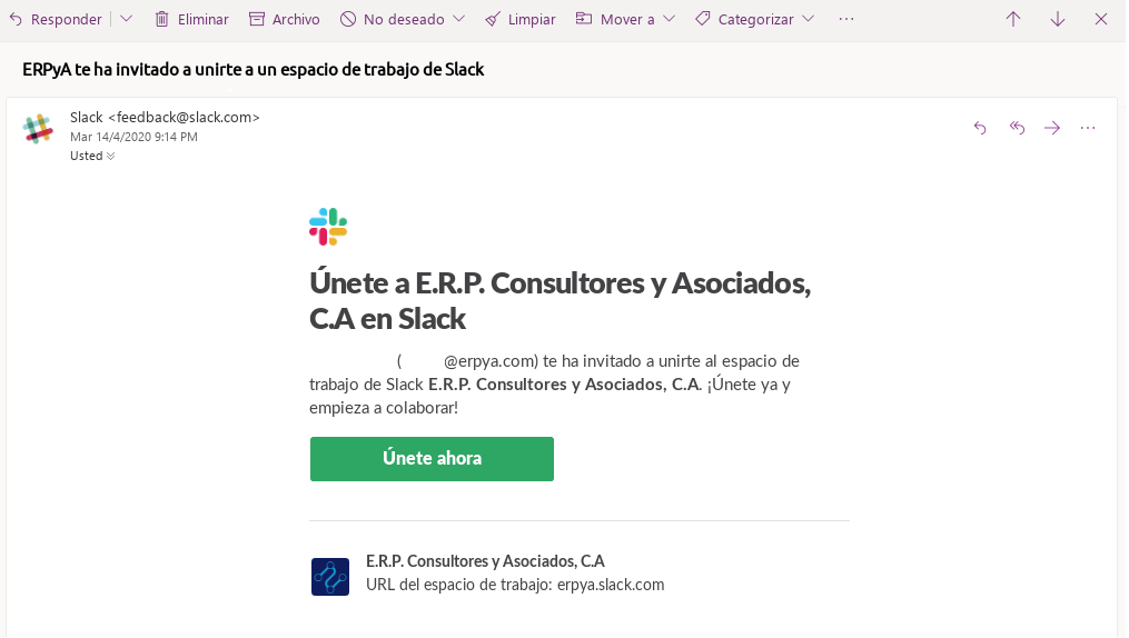 Invitación Slack
