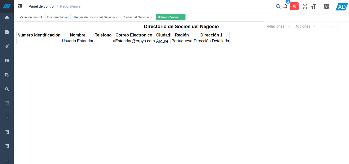 reporte directorio de socios del negocio