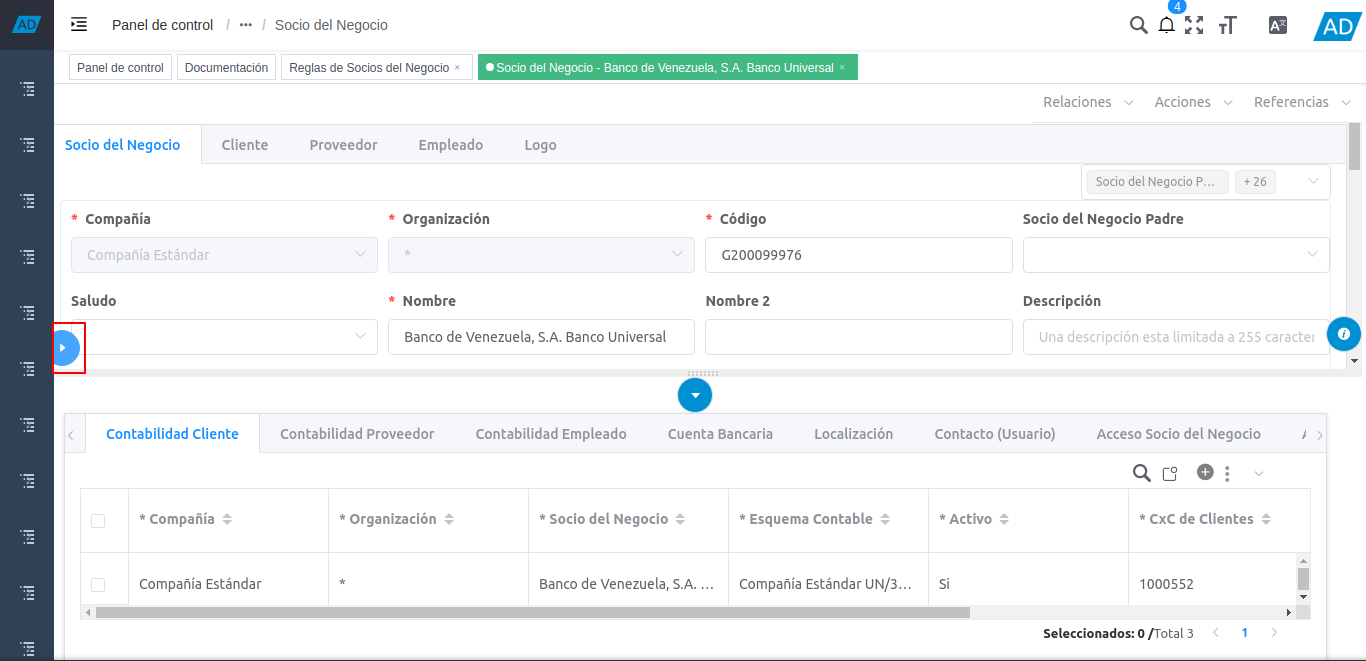 icono menor que de la ventana socio del negocio