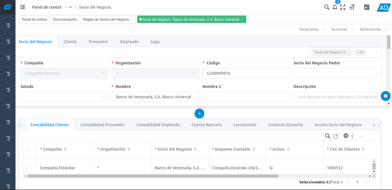 ventana socios del negocio