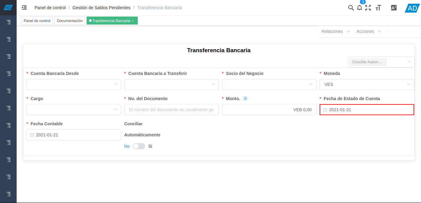 Campo Fecha de Estado de Cuenta