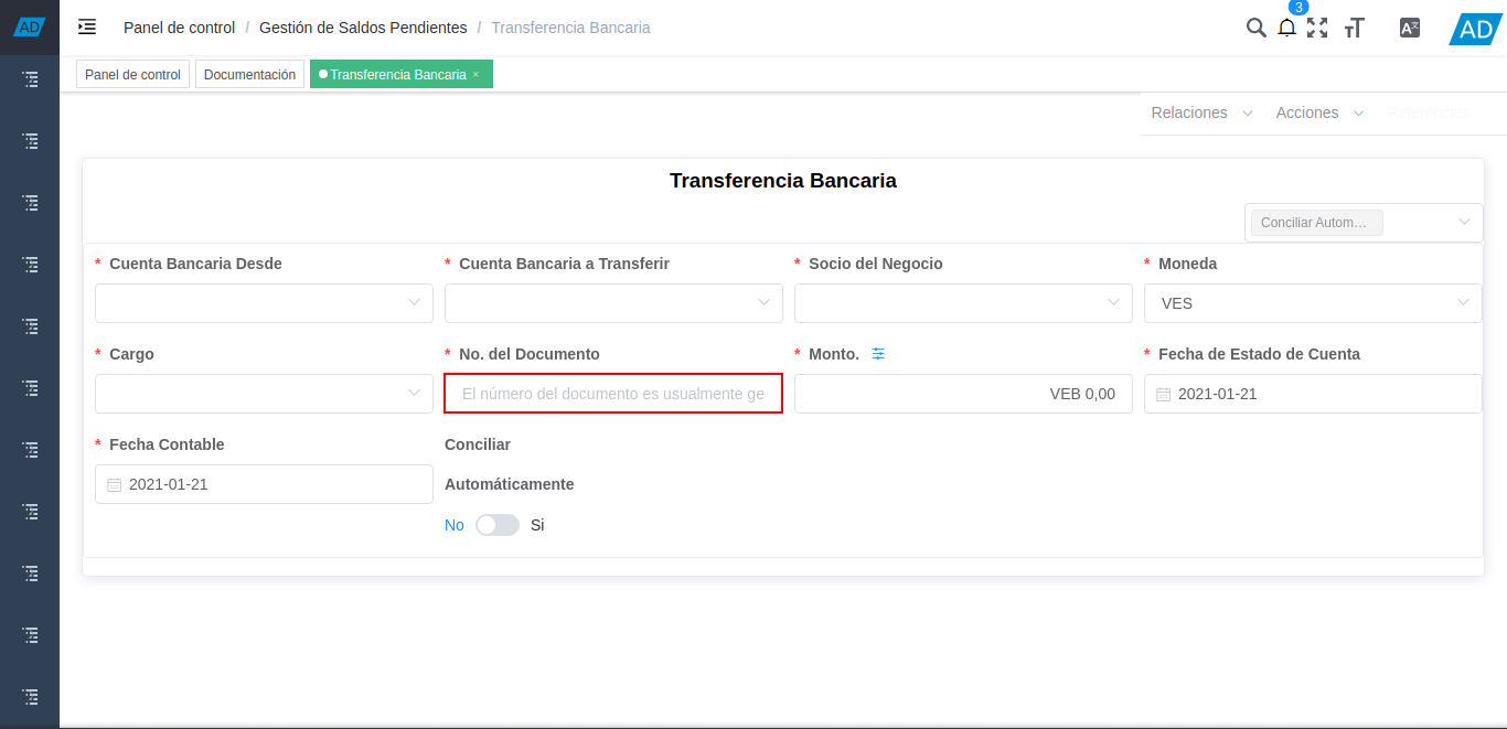 Campo No. del Documento