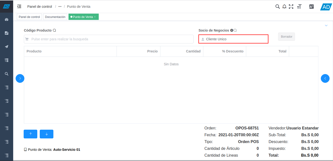 cliente desde icono buscar