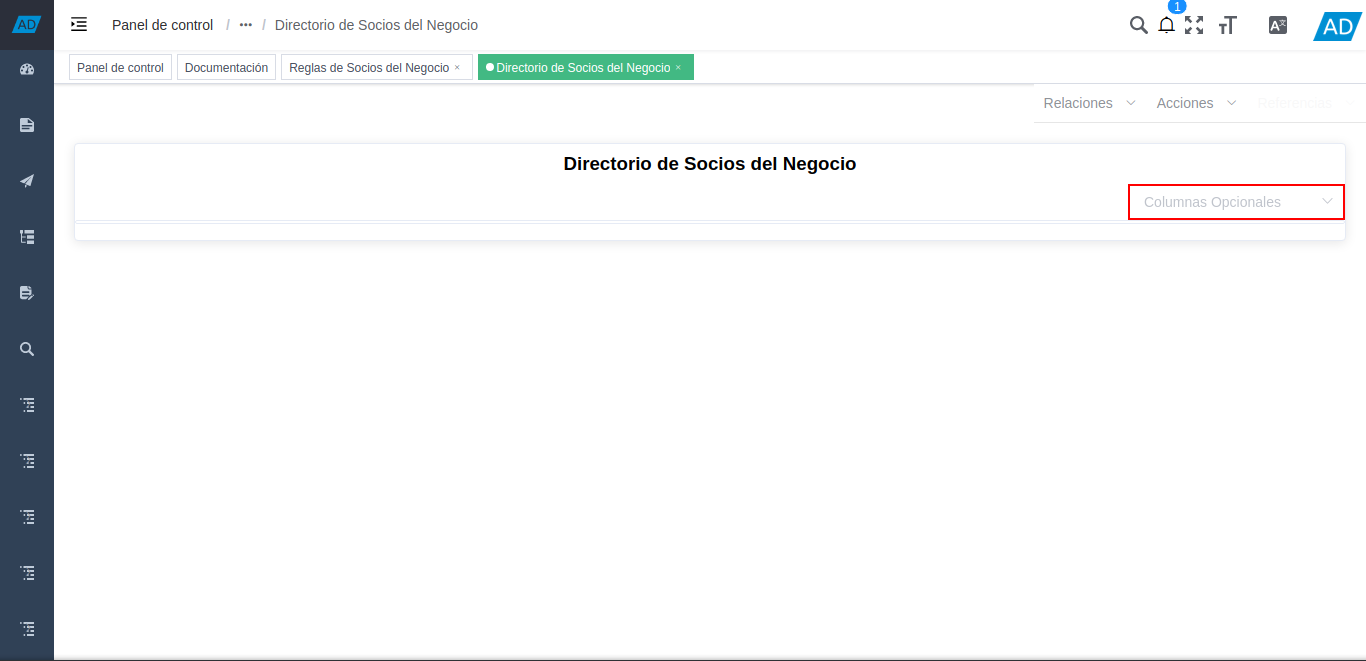 campos a visualizar en el reporte directorio de socios del negocio
