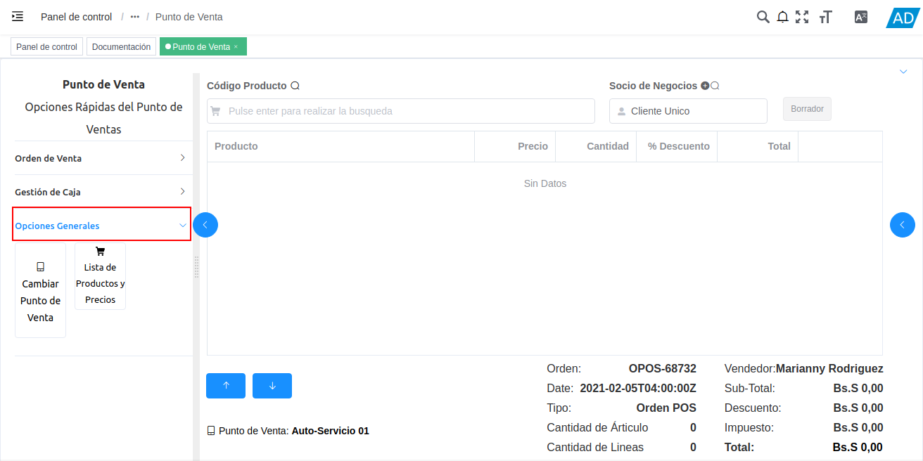 carpeta opciones generales