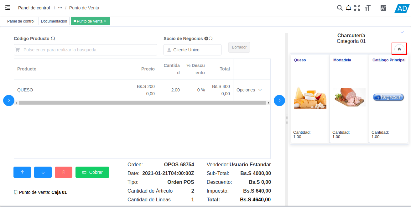 icono inicio para regresar al catálogo de productos
