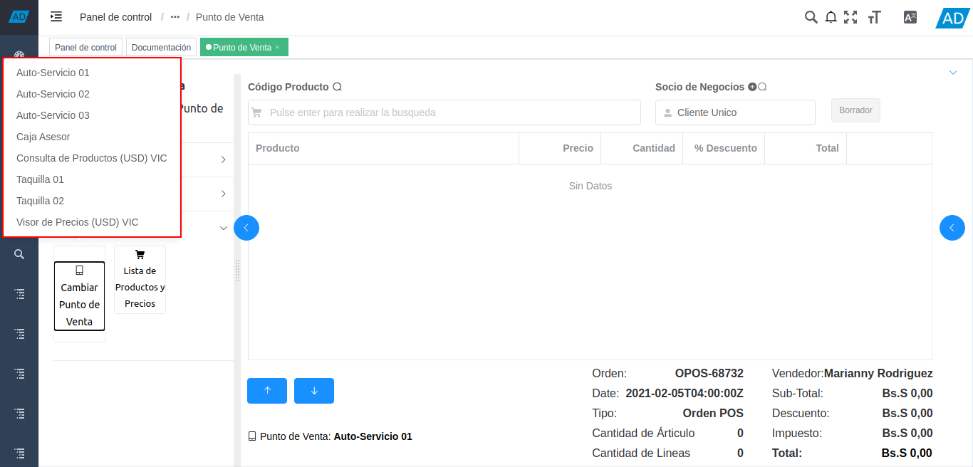 opciones de punto de venta