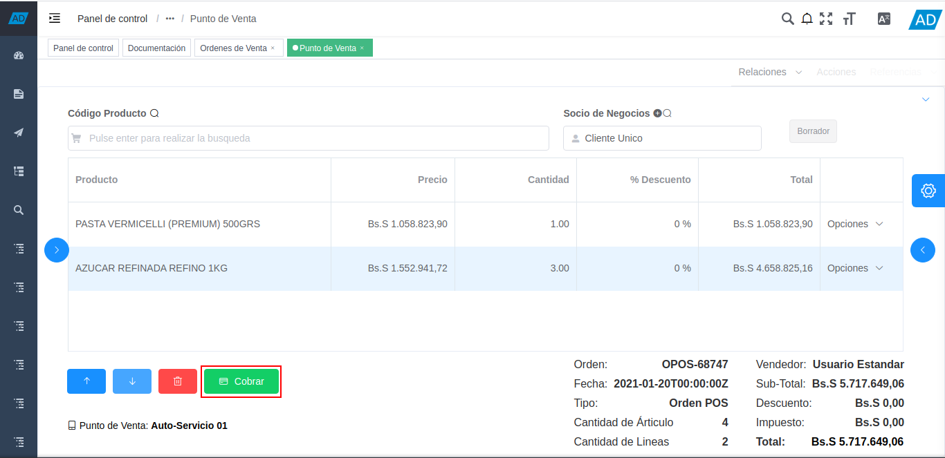 icono cobrar del formulario punto de venta