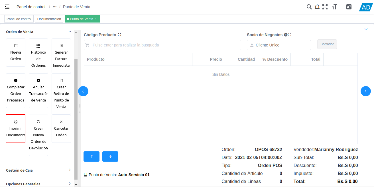 opción imprimir documento