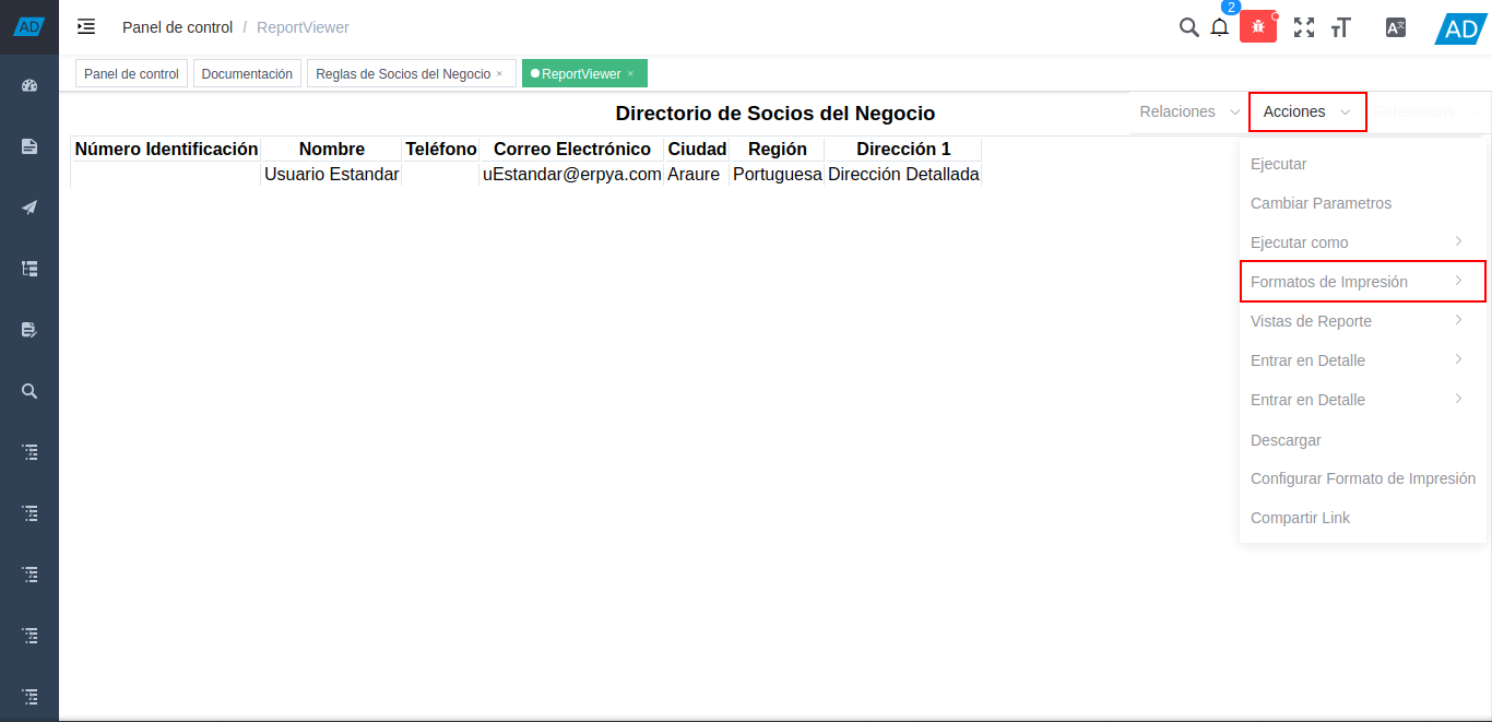 seleccionar formato de impresión