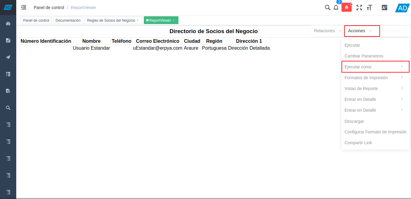 seleccionar ejecutar como