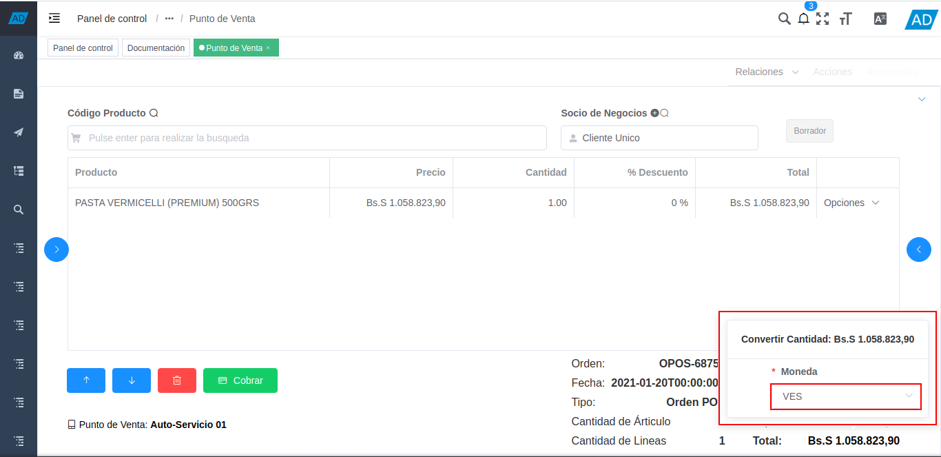ventana con campo moneda para convertir