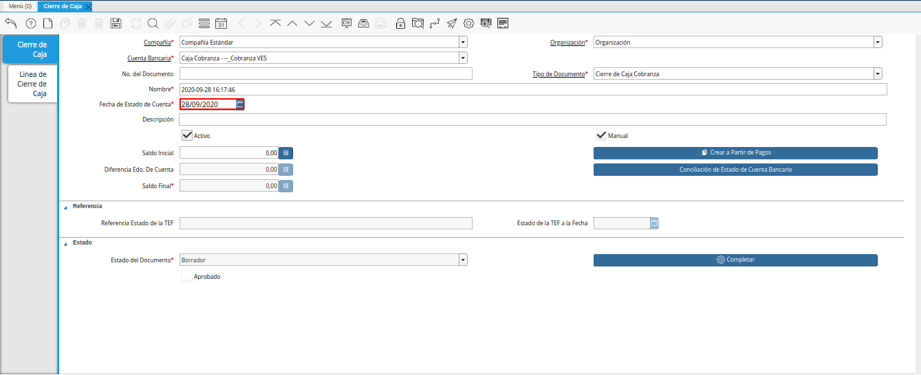 fecha de estado de cuenta