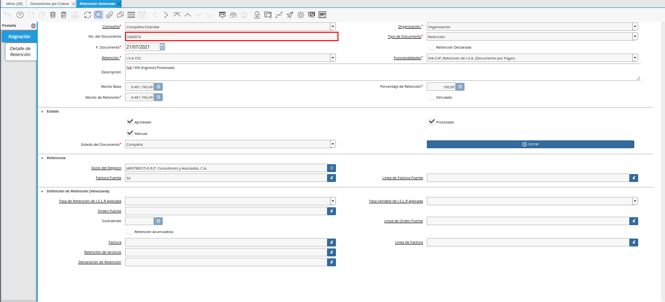 Estimación de Retención de Cuentas por Cobrar