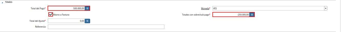 monto a favor del cliente