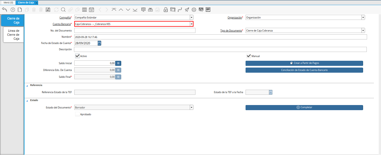 Campo Cuenta Bancaria