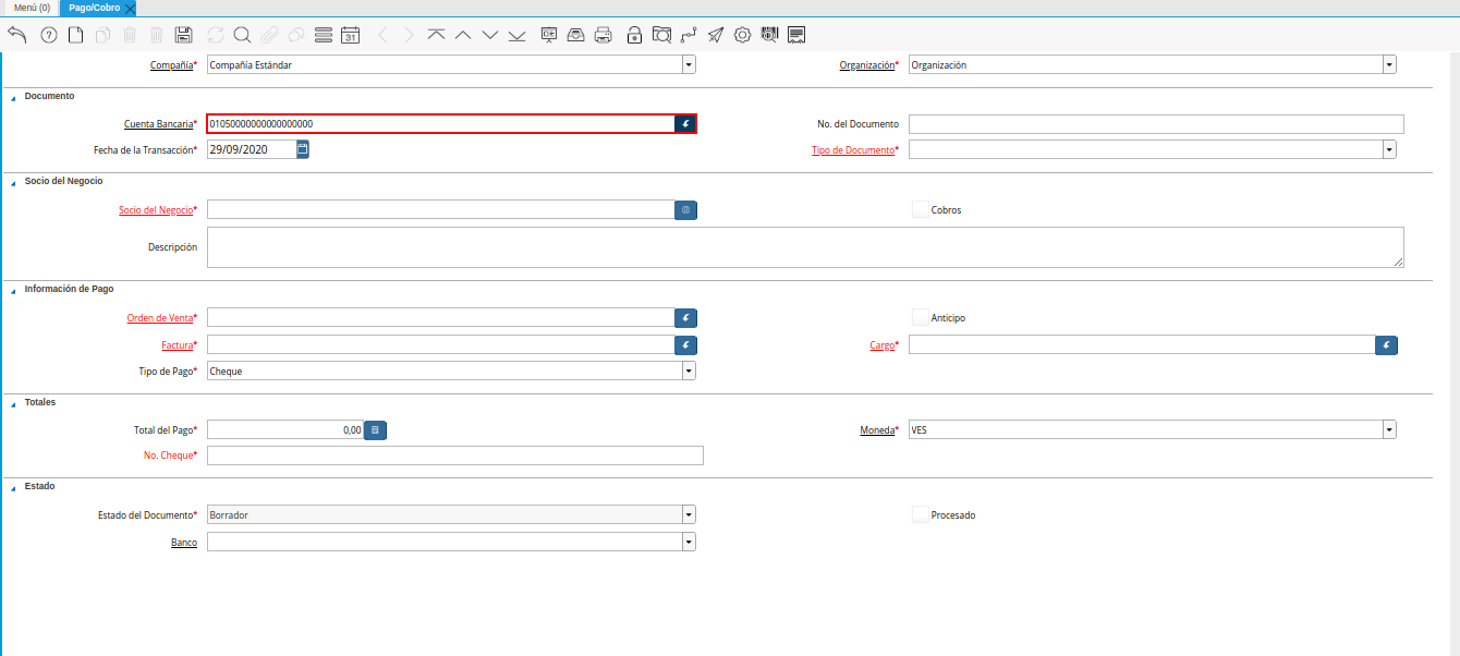 Campo Cuenta Bancaria