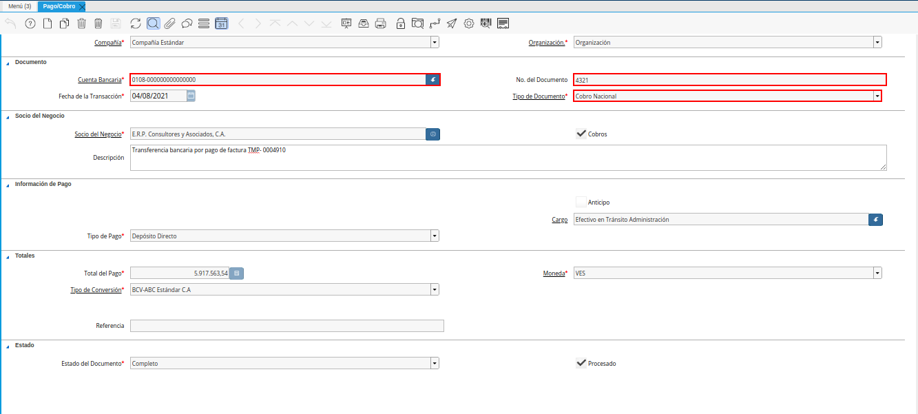 consulta de ingreso en banco por por transferencia de deposito