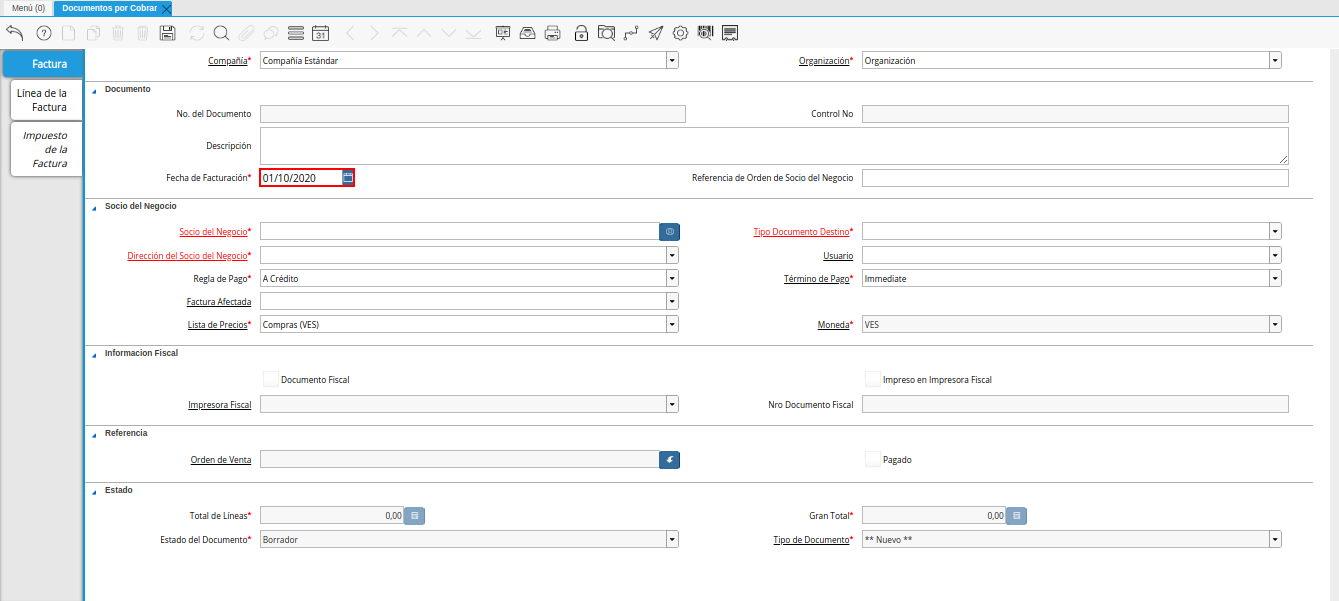 campo fecha de facturación