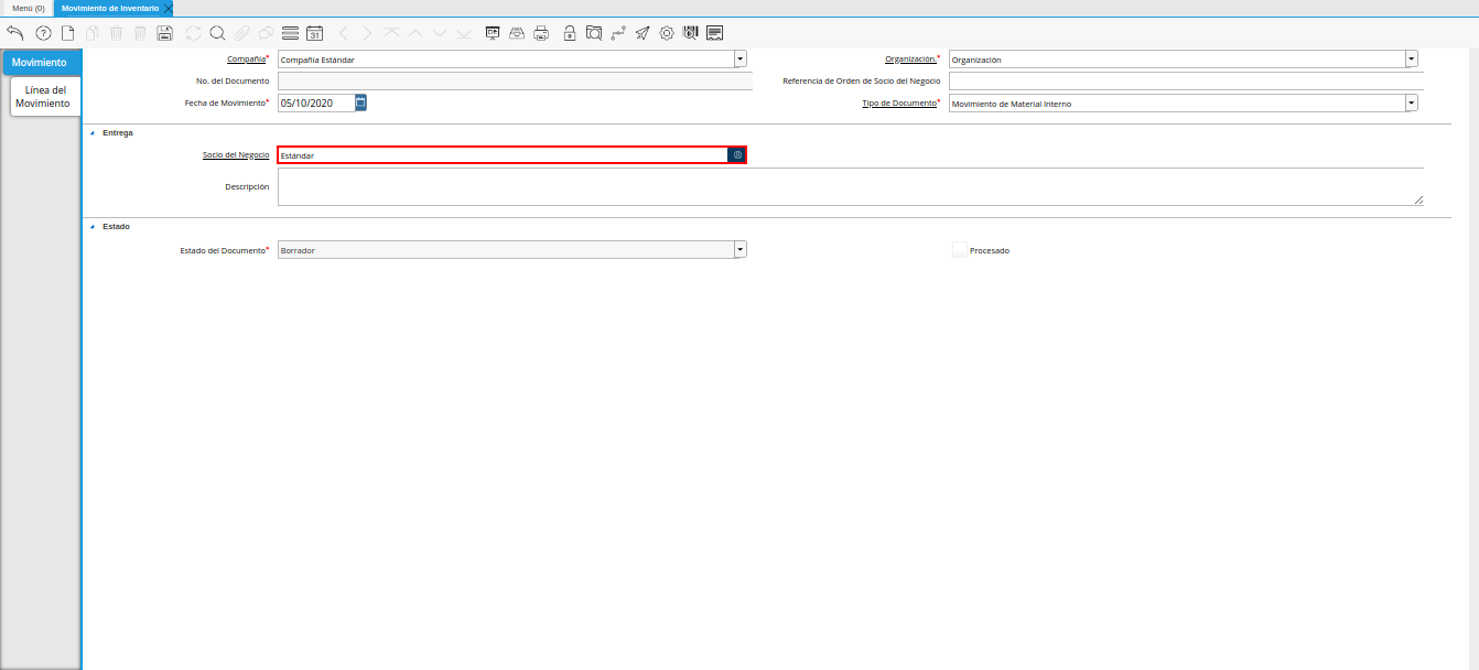 campo socio del negocio