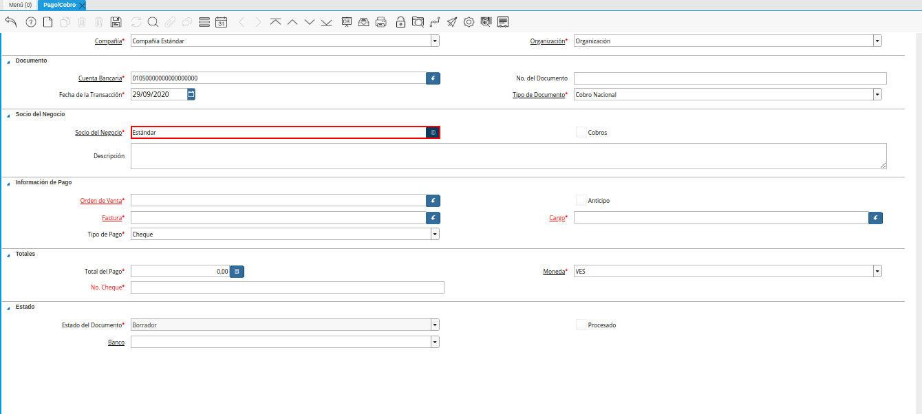 Campo Socio del Negocio Cliente