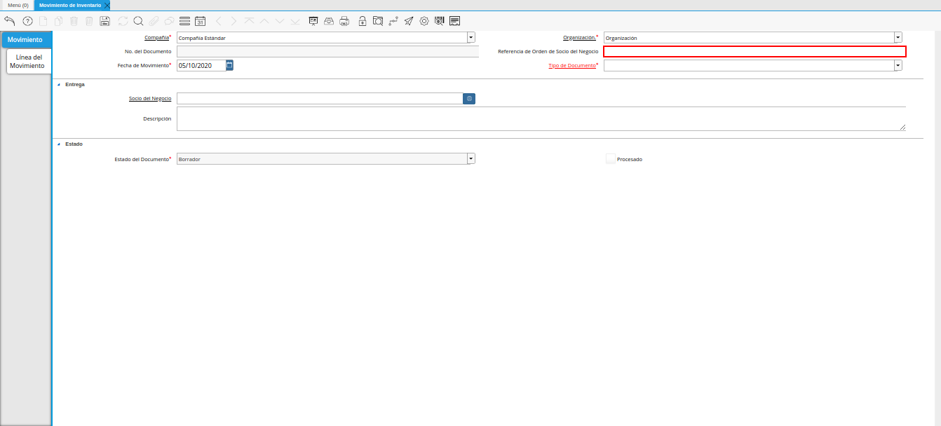 campo referencia de orden de socio del negocio