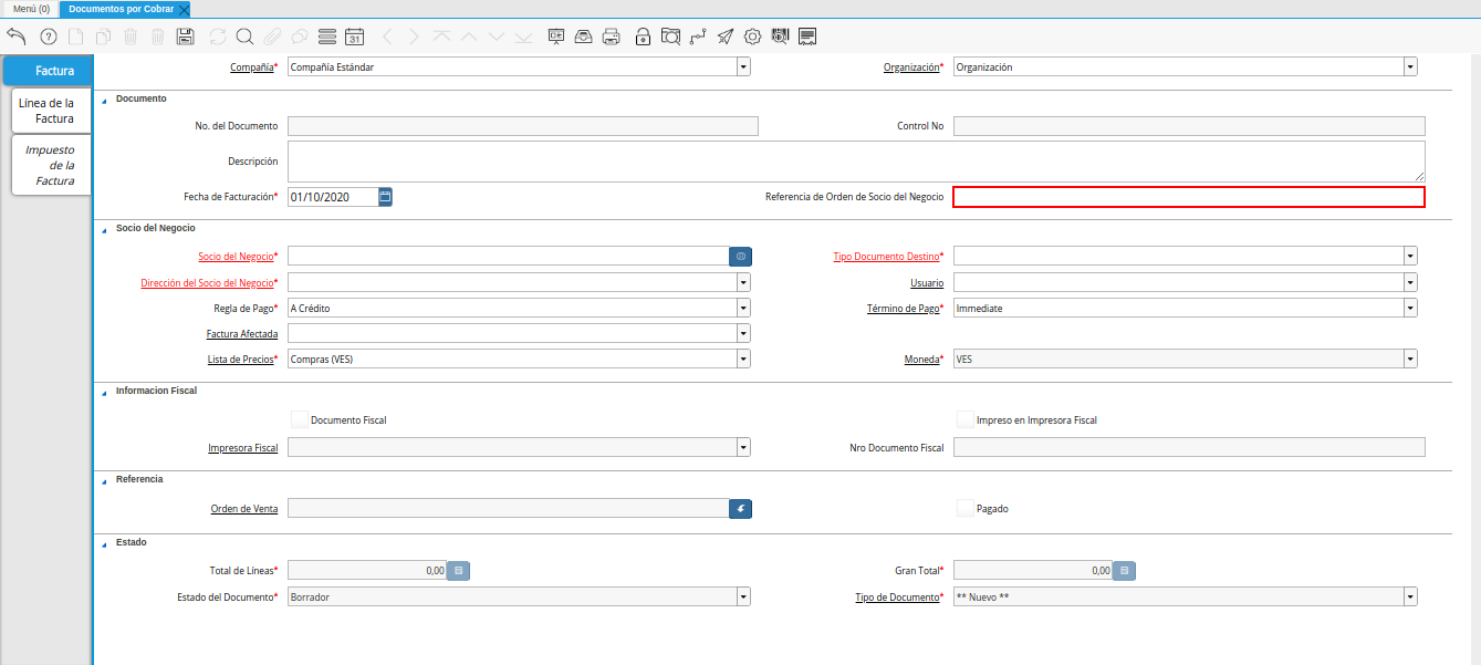campo referencia de orden de socio del negocio