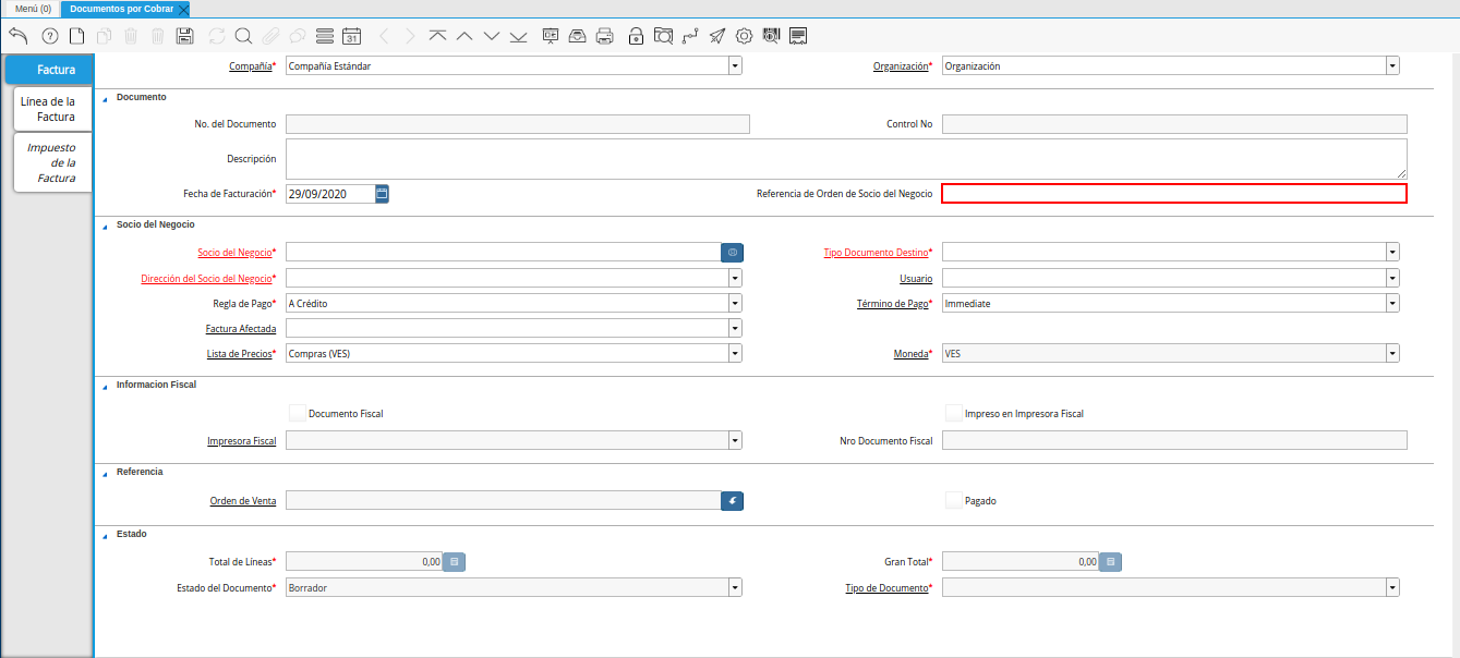 campo referencia de orden de socio del negocio