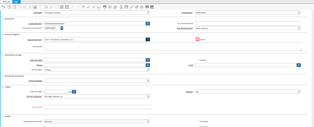 check cobro de la ventana caja