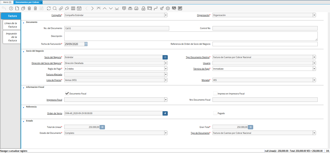 consulta factura generada
