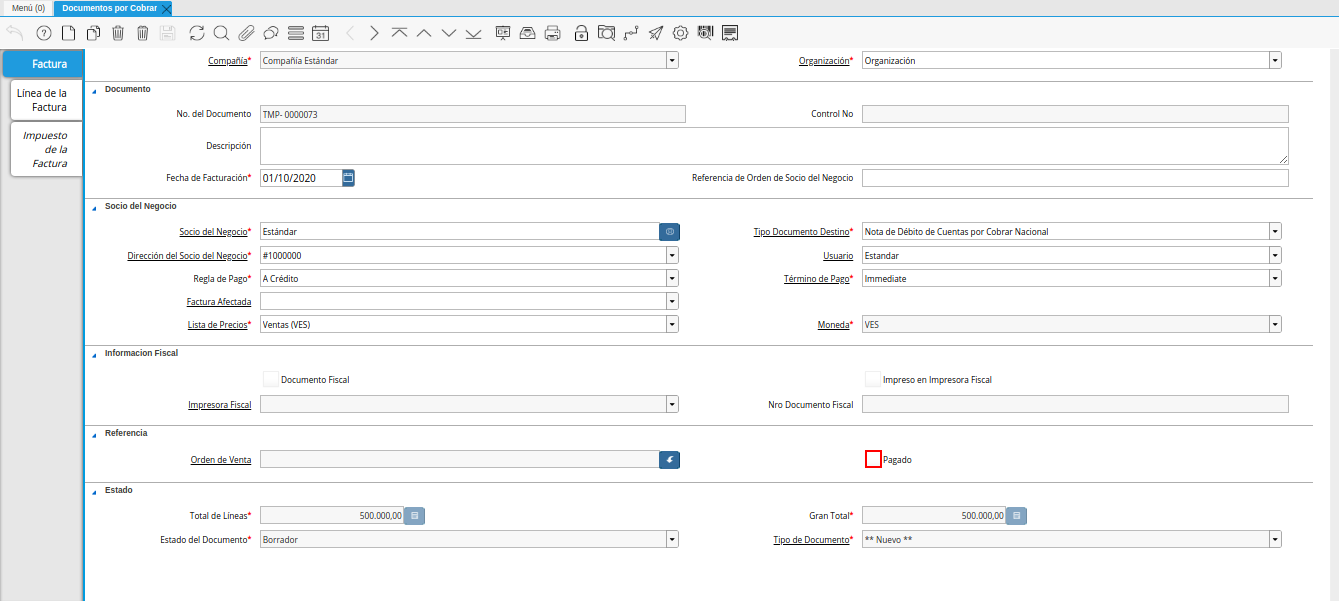 checklist pagado nota de débito