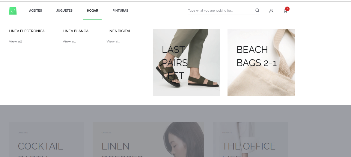 categorías hijas en el ecommerce