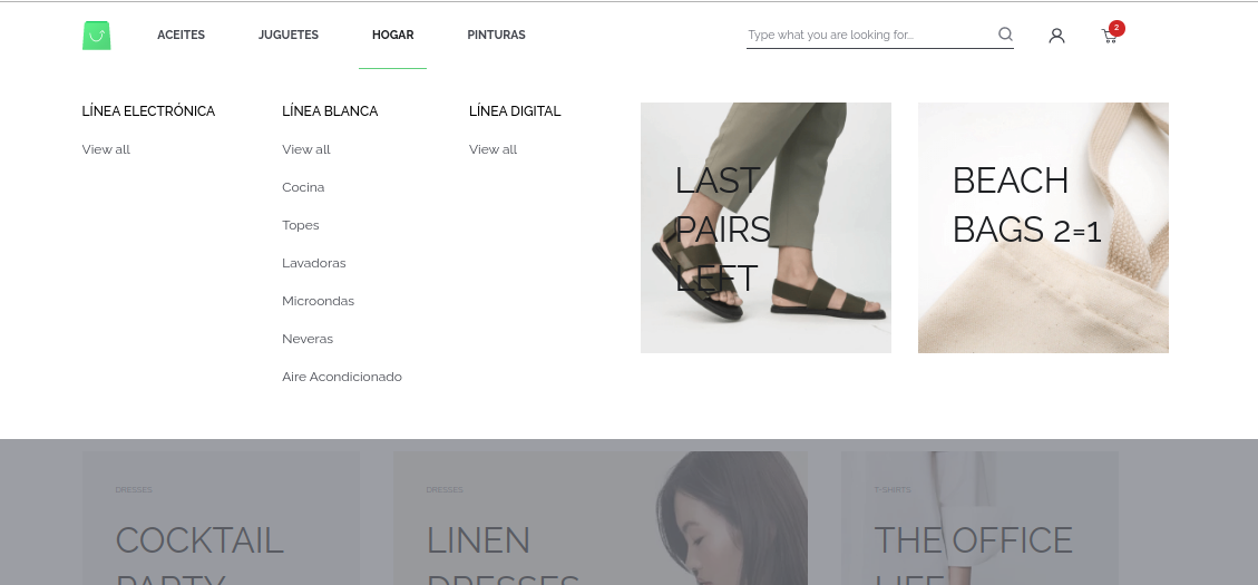 categorías hijas o subgrupos en el ecommerce