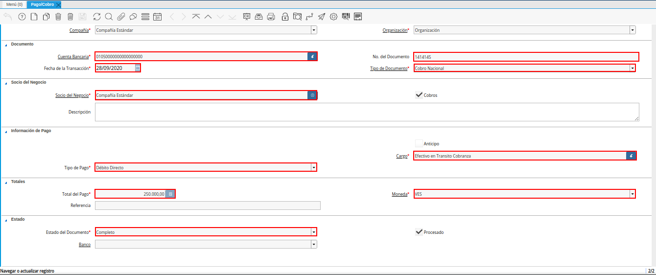 Documento de Cobro Generado en Pago cobro