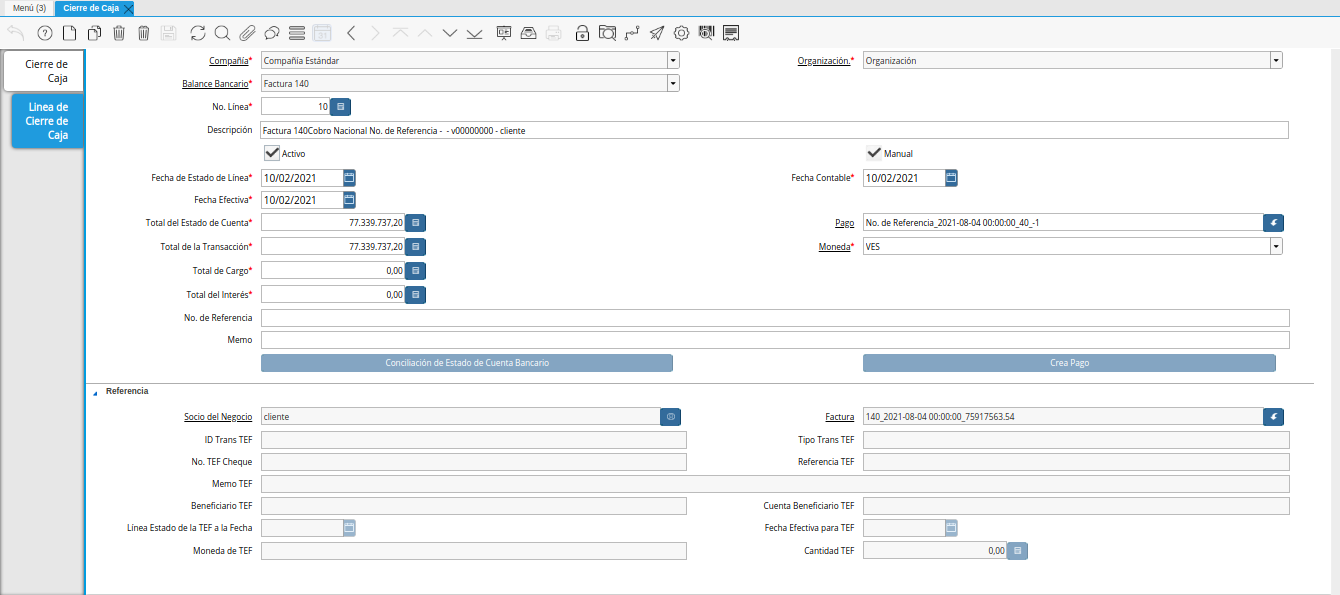 Cobro Generado en Cierre de Caja