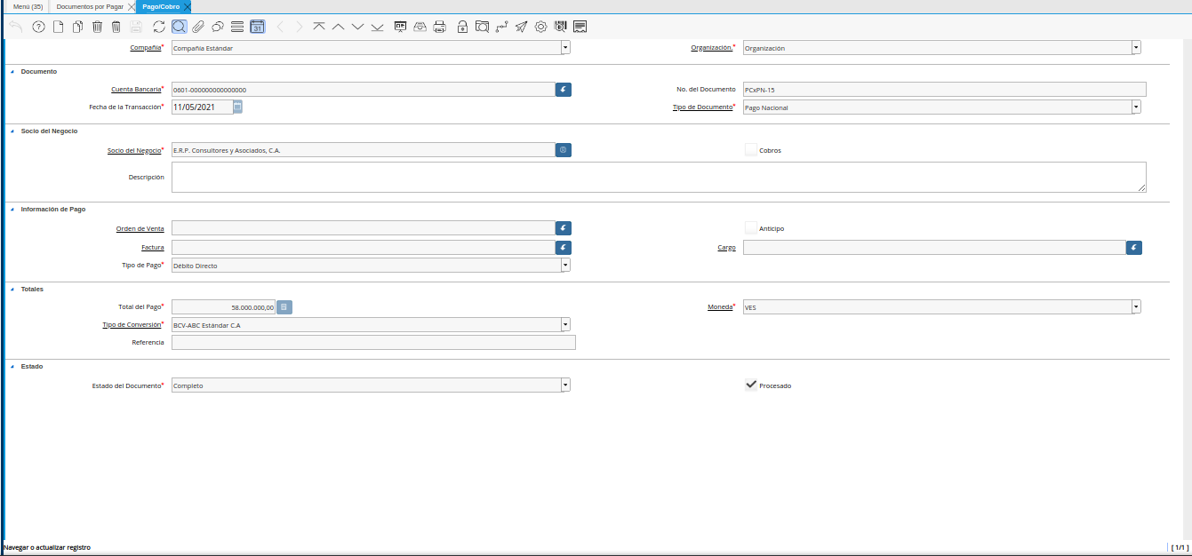 consulta de vínculo de pago cobro con factura