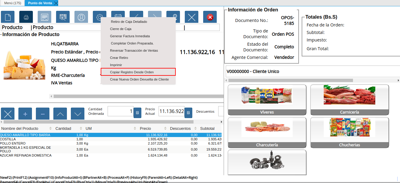 opción copiar orden desde otra