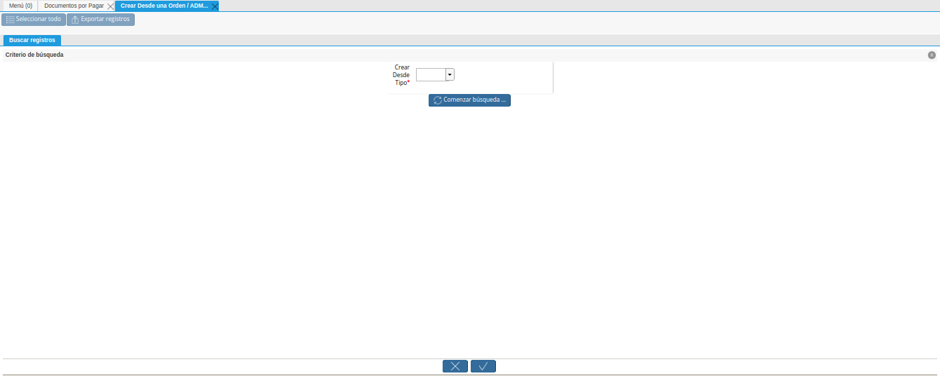 ventana crear desde factura
