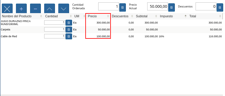 Columna Precio Actual