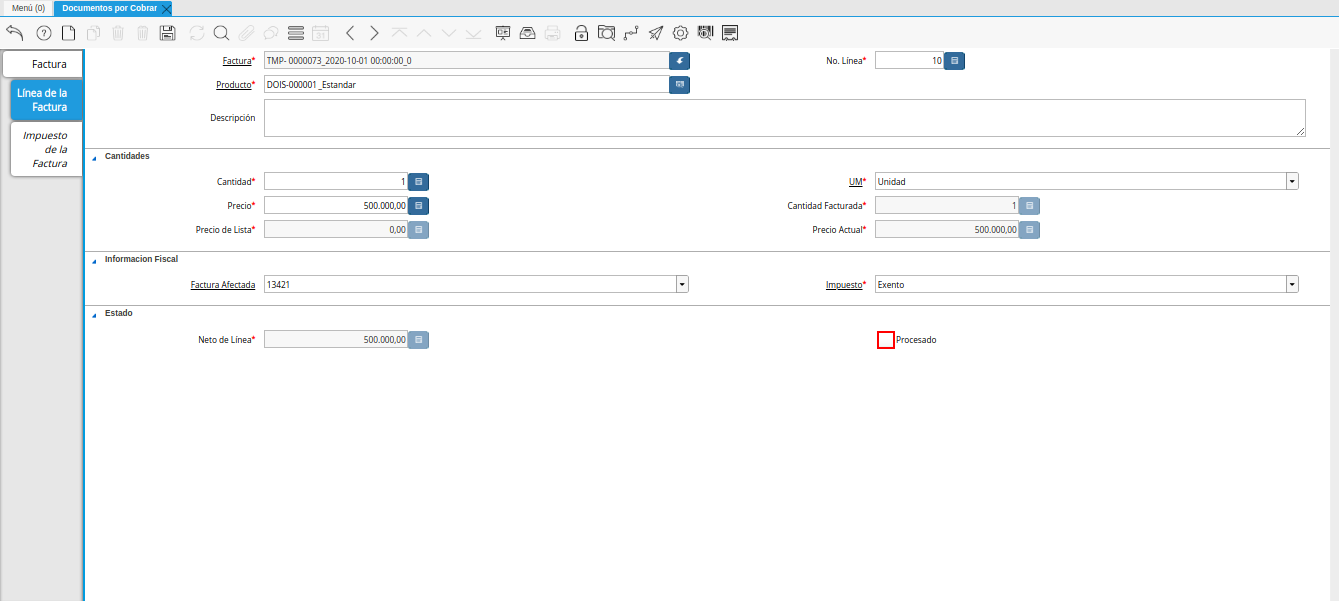 checklist procesado nota de débito