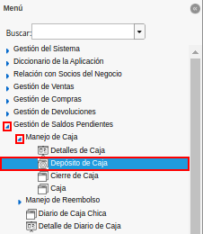 menu deposito a caja