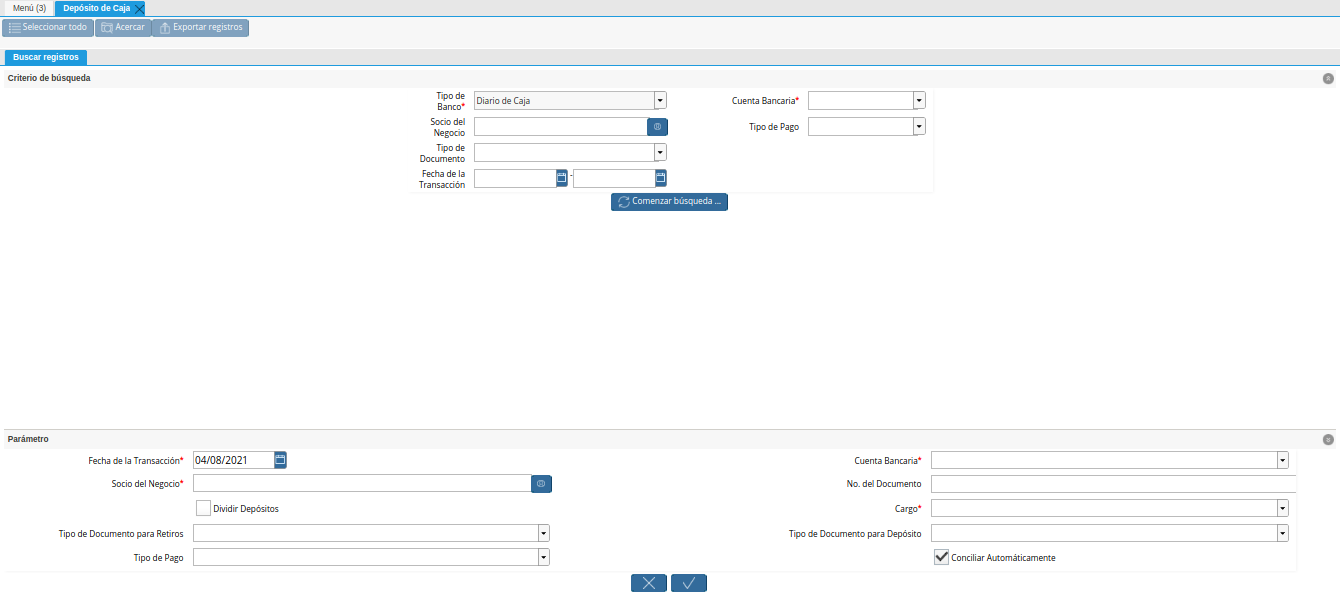 ventana deposito a caja
